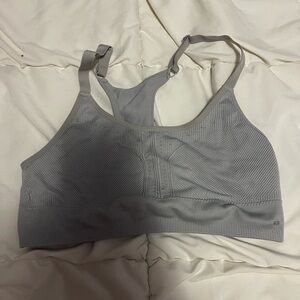 Gray Ribbed Sports Bra
